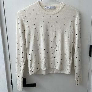 Zara Studded Long Sleeve Top S